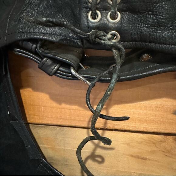 UNIK Premium Leather Motorcycle Zip Side Chaps Black Size S - Unisex - Bikercore - Picture 9 of 13